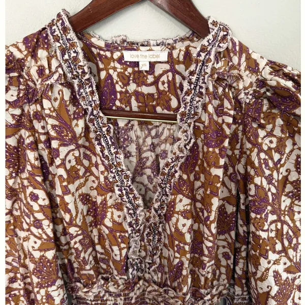 Anthropologie Love The Label Mabel‎ Khaki Puff Sleeve Mini Dress Size XS NWOT - Image 4