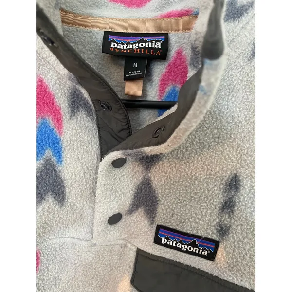Patagonia Synchilla Snap-T Pullover Fleece Womens M Gray Print Lightweight - Image 3