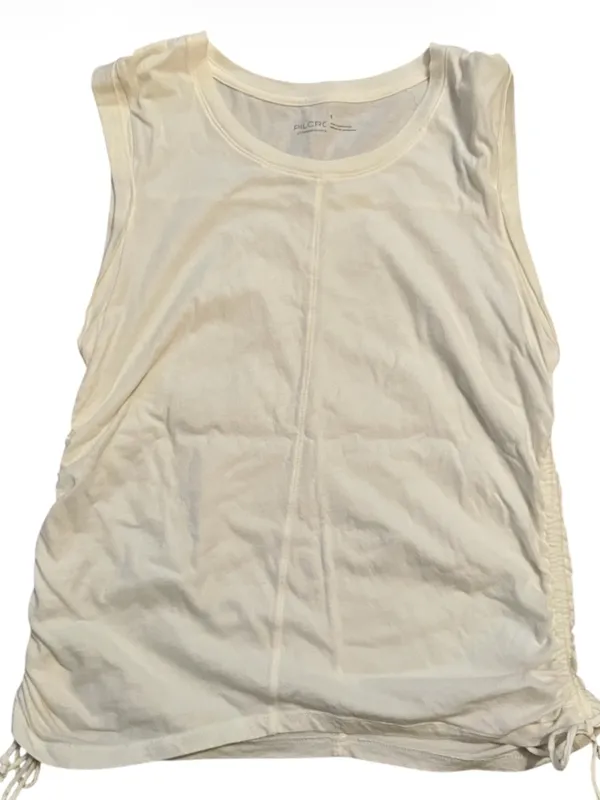 Anthropologie Pilcro Women's Ivory Sleeveless Ruched Cotton Top Sz S - Image 2