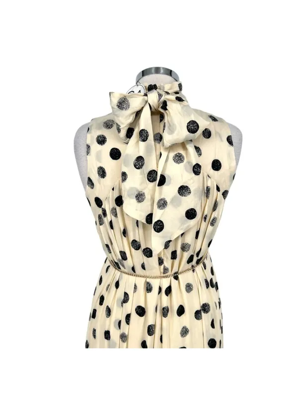 Urban Daizy Maeve Retro Polka Dot Sleeveless Dress Cream Black Size Medium NWT - Image 6
