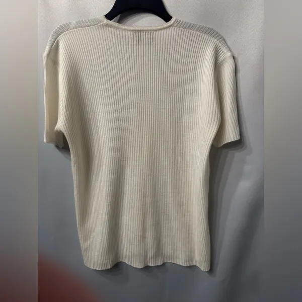 Vintage Italian Sweater short sleeve-Made Italy-Cream knit- Le Maglie di Giulia - Image 9