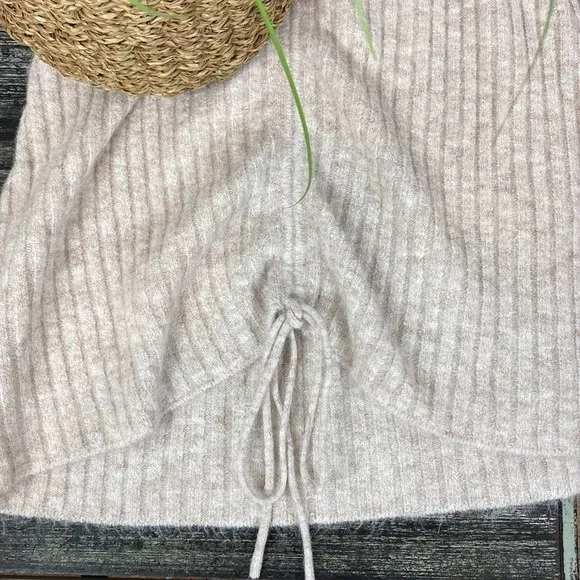 Steve Madden BB Dakota Ivory Ribbed Long Sleeve Knit Sweater Dress L - Image 5