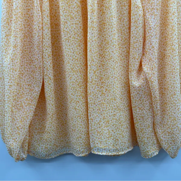 Ann‎ Taylor Yellow Orange Floral Long Sleeved Shirred Yoke Blouse Sz XL NEW - Image 3