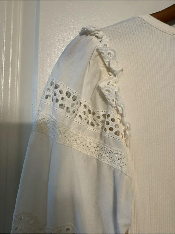J.Crew Women's Ruffle-Trim Eyelet Top - Image 9