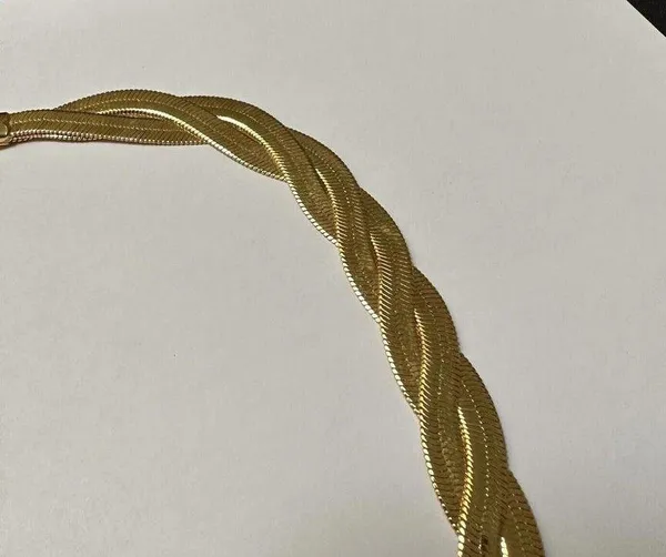 Signed Avon SP Gold Tone Woven Chain Necklace 19 Inch - Image 3