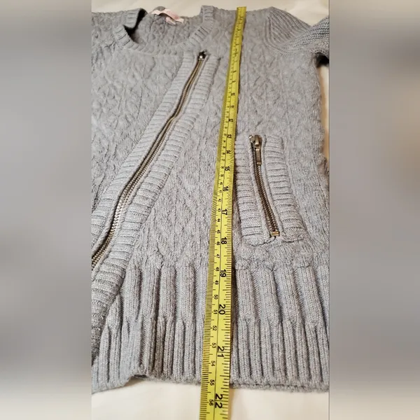 Victoria's Secret Gray Women's Knit Sweater with Asymmetrical Zipper up - Image 5