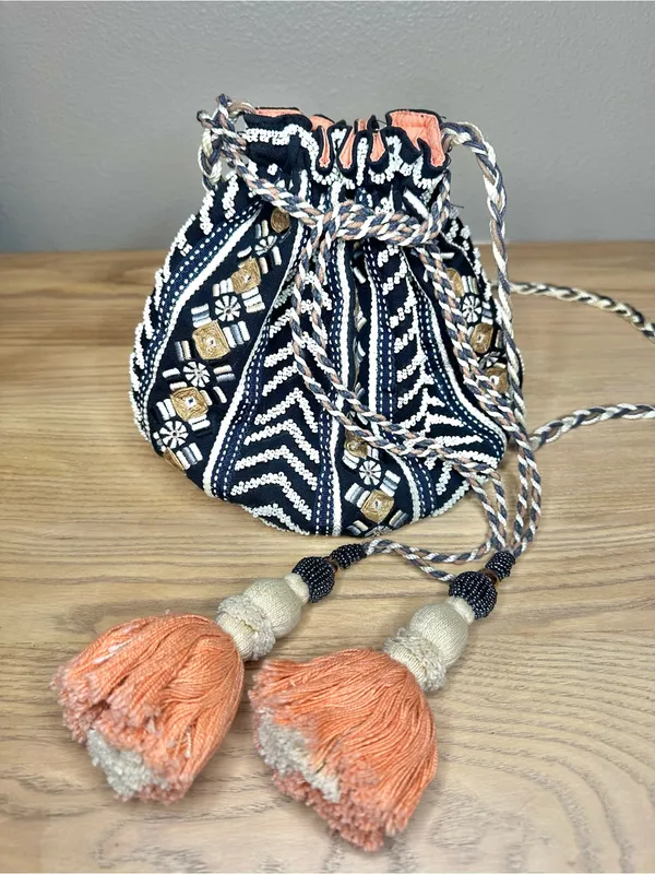 Anthropologie Jasper & Jeera Festival Beaded Embroidered Bucket Bag Crossbody - Image 2