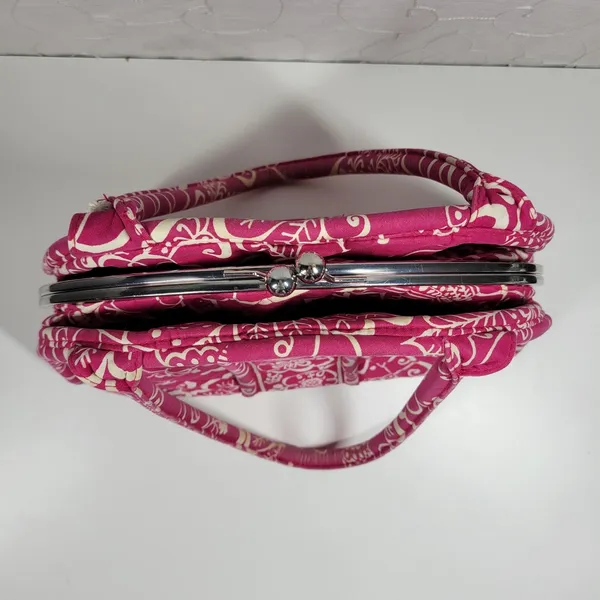 VTG Vera Bradley Eloise Bag Large Barbie Hot Pink Kiss Lock Dome Shoulder Purse - Image 11