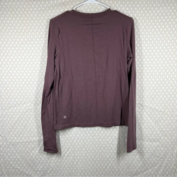 Athleta Women Top Sz M Purple Long Sleeve Crewneck Activewear Workout Thumbholes - Image 5