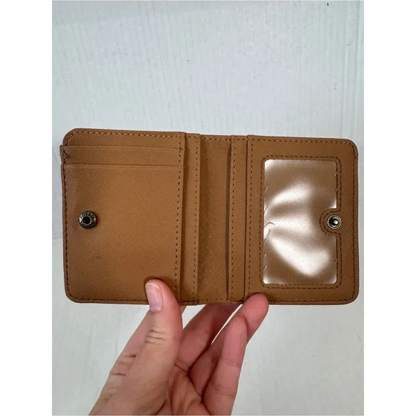 Fossil Tan Black Leather Fold Over Wallet Small Classic Women’s - Image 7