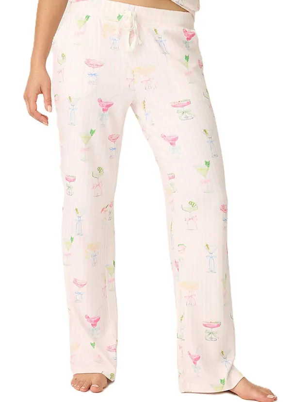 NEW P.J. Salvage Pretty Punch cocktail Pajama Set Baby Pink Stripe Size S - Image 6