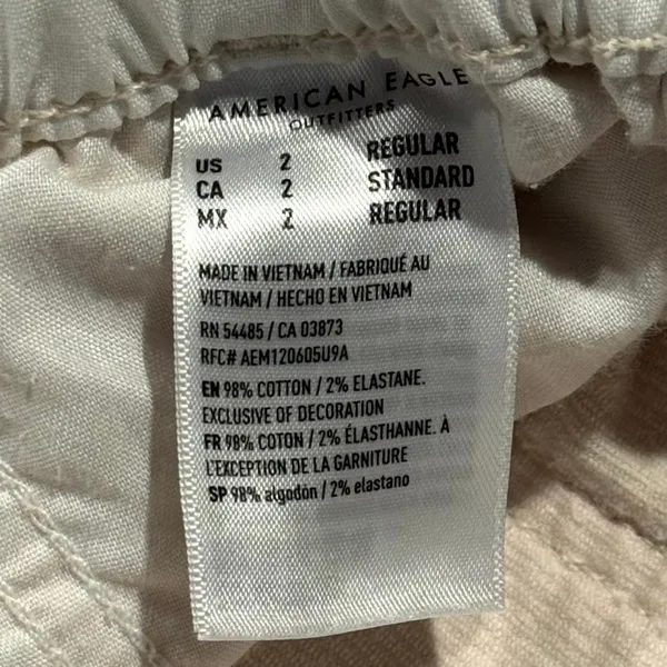 American Eagle Corduroy Pants Barrel Leg Paperbag Waist High Rise Baggy Cream 2 - Image 5