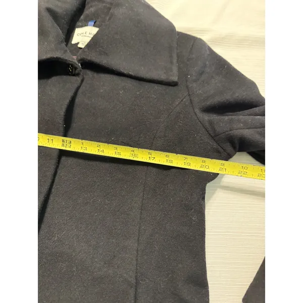 Cole Haan Signature Black Wool Blend Wing‎ Collar Hidden Button Coat Womens 12 - Image 3