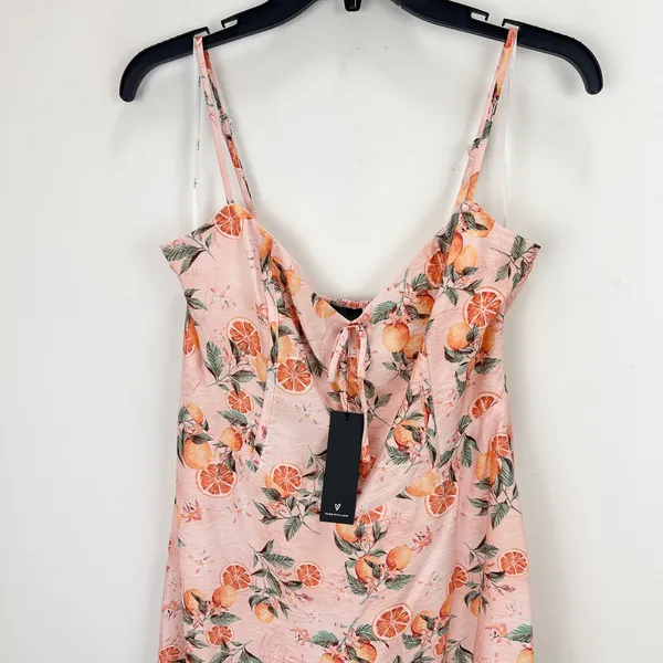 Lulus Diora Pink Orange Print Sleeveless Mini Dress Rayon Vacation Large NWT - Image 7