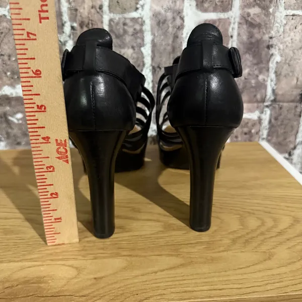 Lauren Ralph Lauren Safia Strappy Platform Sandals Women 10B Black Leather Dress - Image 6