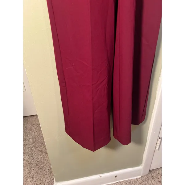 Worthington Women's Size 10 Wide Leg Dress Pant Trousers Burgundy Red High Rise - Image 5