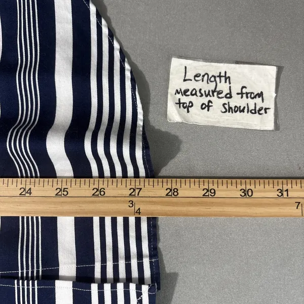 Chaps No Iron Button Up Shirt Size L Blue White Striped Preppy Business Casual - Image 11