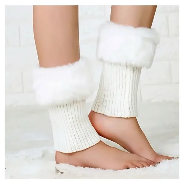 White Faux Fur Boot Cuffs – Warm Plush Ankle Covers for Winter Boots - Image 3