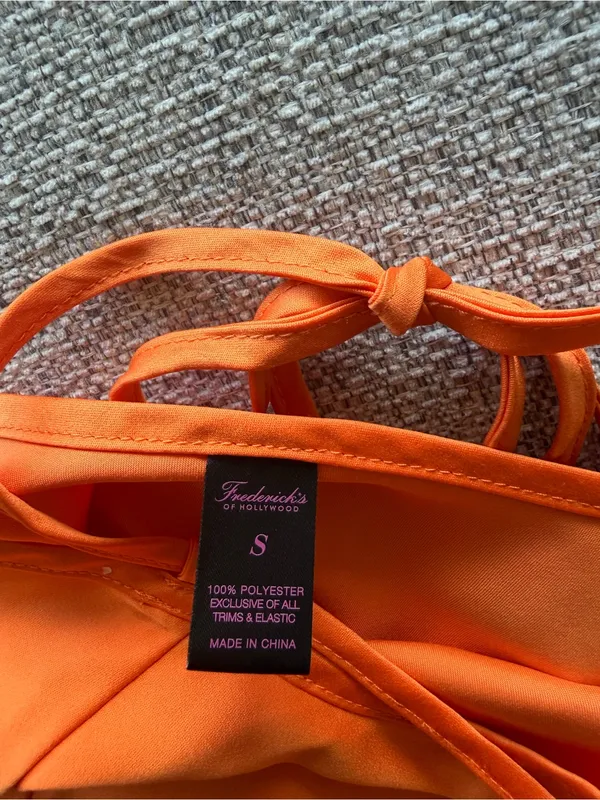 Frederick's of Hollywood Bright Orange Strappy‎ V-Neck Cami - S - Image 5