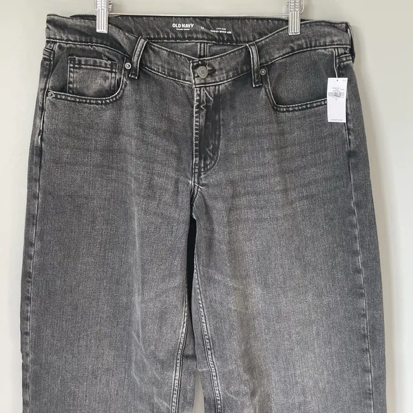 Old Navy Low Rise Baggy Wide Leg Denim Jeans Pants Cotton Blend Black Size 12 - Image 3