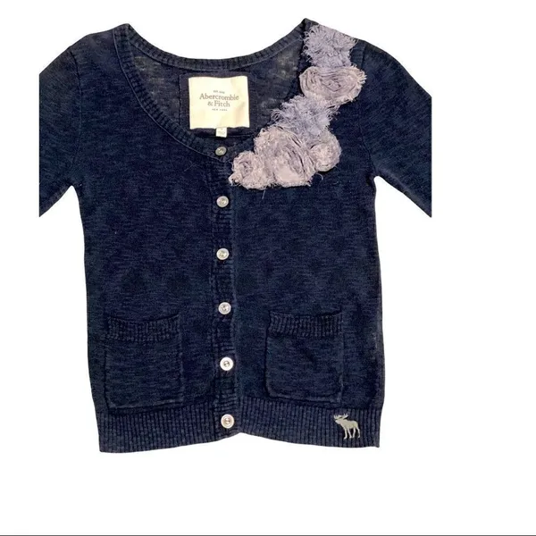 Abercrombie and Fitch Navy Blue Long Sleeve Sweater Size Small - Image 2