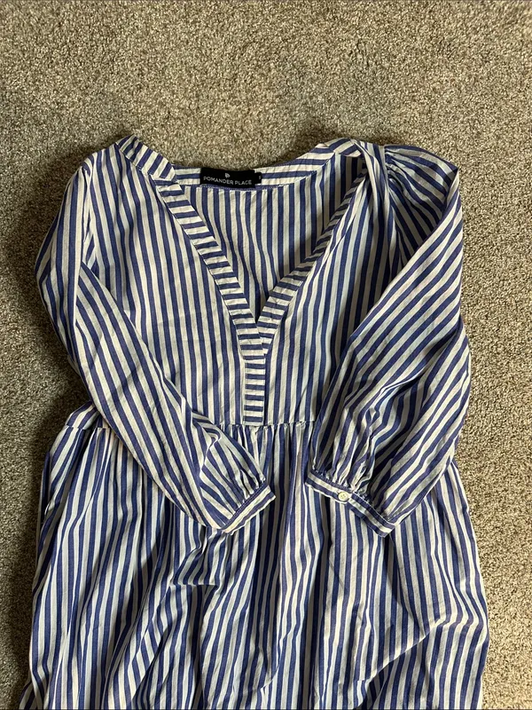 Tuckernuck Pomander Place Blue and White Stripe Maxi Dress with V-Neck - Image 3