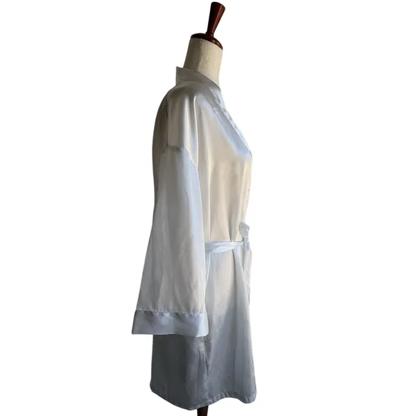 Silky White Satin Robe with Self-Tie Belt - Image 3