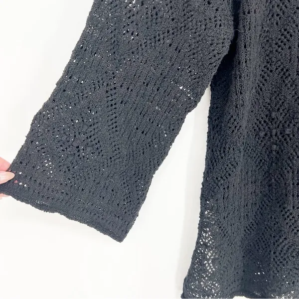 ZARA Double Tie Crochet Cover Up Women's Size M Black Vacation Style‎ - Image 5