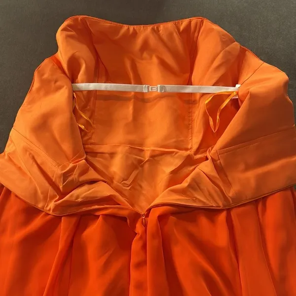 Women’s Orange Short Chiffon Formal Dress Strapless Zip Back Size XXXL NWT - Image 6