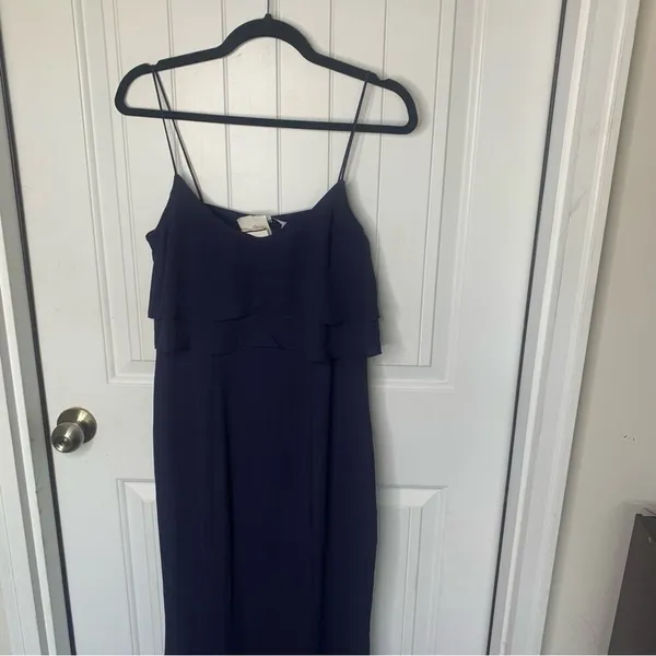 Bhldn anthropologie Navy sleeveless‎ ruffle gown maxi dress prom wedding guest 8 - Image 6