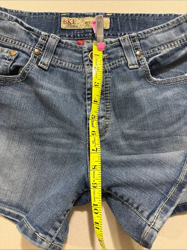 BKE Medium Blue Denim Shorts with Embroidered Back Pockets - Image 8