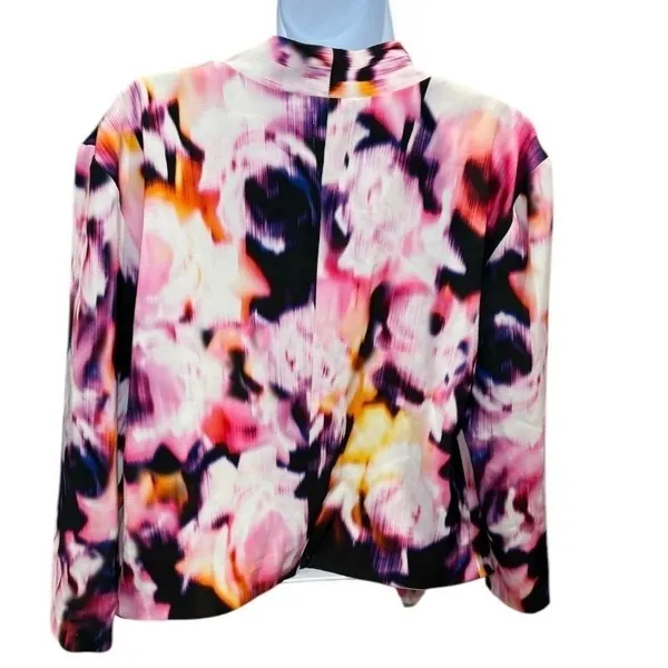 Askari Pink Purple Black‎ Abstract Print Jacket Cardigan Large Lined Drape - Image 3