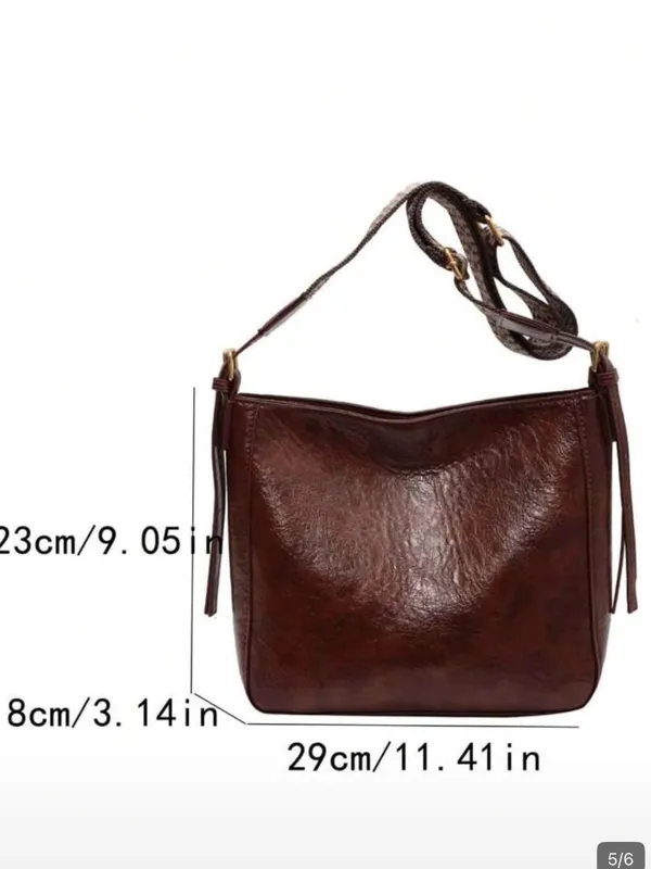 Boho Chic Brown Shoulder Bag with Woven Pattern Strap – Trendy Crossbody - Image 4