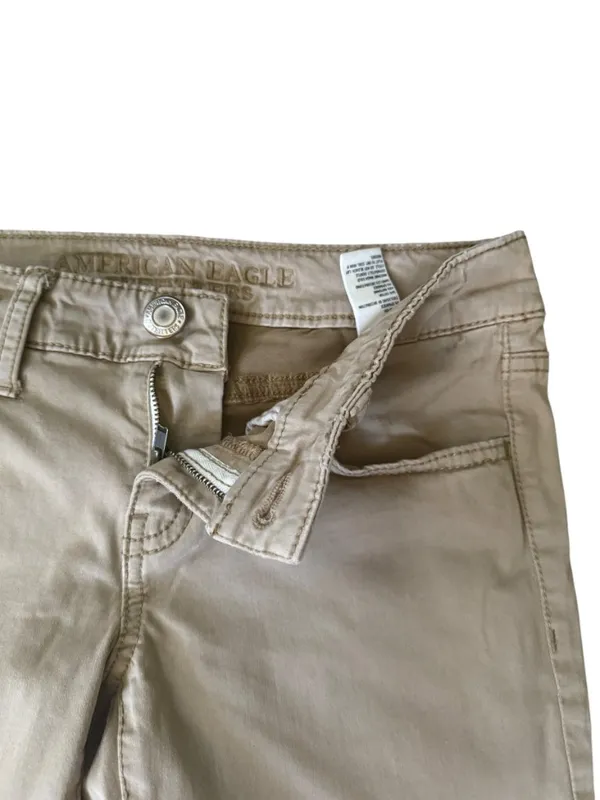 American Eagle 00 Reg tan stretchy jegging low rise button zip with pockets - Image 4