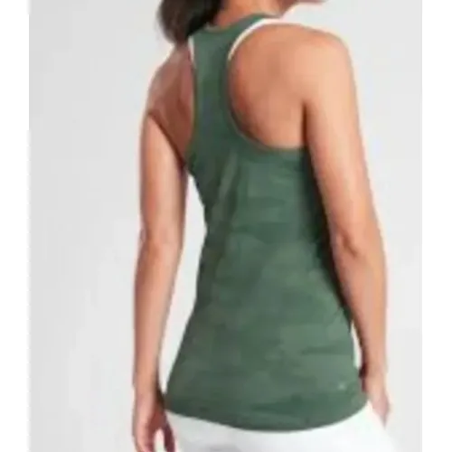 Athleta Womens Speedlight Camo Tank Top L Green Seamless Racerback Athleisure - Image 2