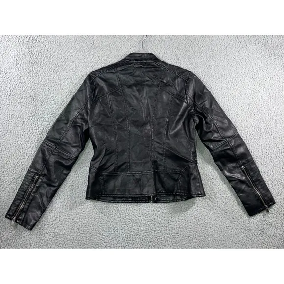 Baccini Faux Leather Jacket Women‎ Medium Petite Motorcycle - Image 3