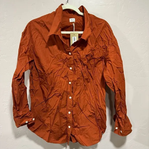 Aritzia New Wilfred Free Relaxed Poplin Shirt Copper Red Size Small - Image 3