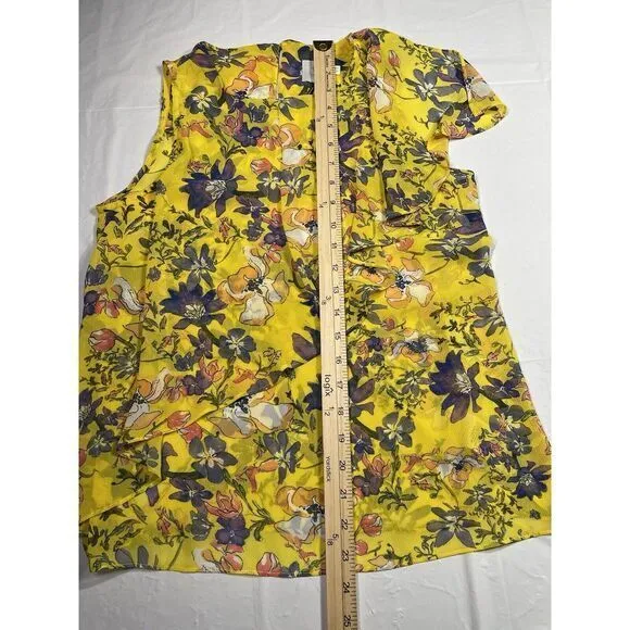 Anthropologie HD In Paris yellow floral ruffle‎ tank top blouse size 2 - Image 4