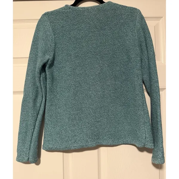 LL L.L. Bean Knit Sweater Chunky Teal Fisherman Grandma New England Coastal Knit - Image 2