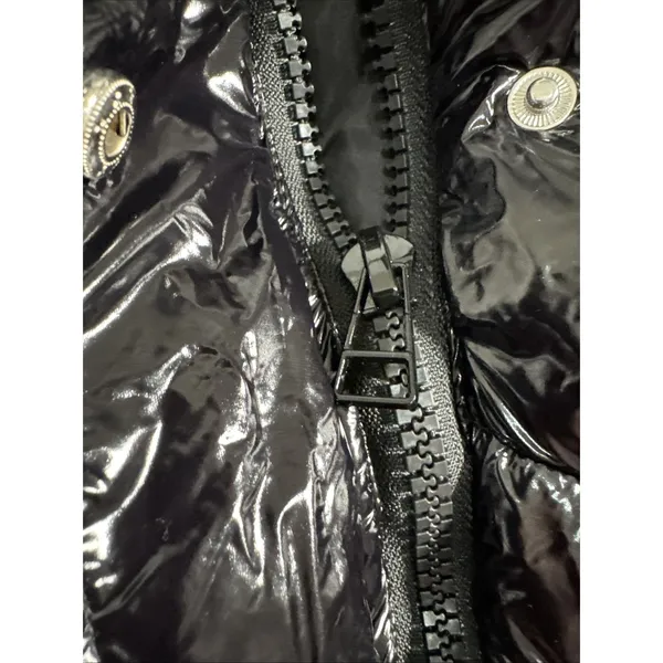 Stoosh Jacket Womens Medium Black Glossy Bubble Coat Cropped Shiny Puffer New - Image 10