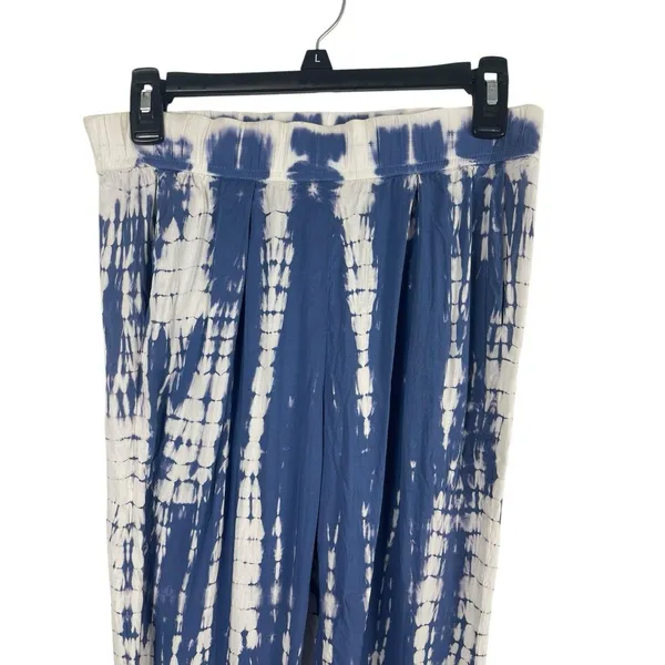 Darah Dahl Women’s Tie Dye Pants Blue White Boho Lounge Casual Lightweight M - Image 4