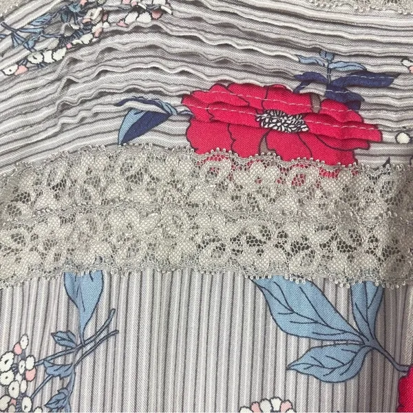 Faveur Medium Retro Floral Stripe Lace Midi Dress Formal Casual Spring Summer - Image 7