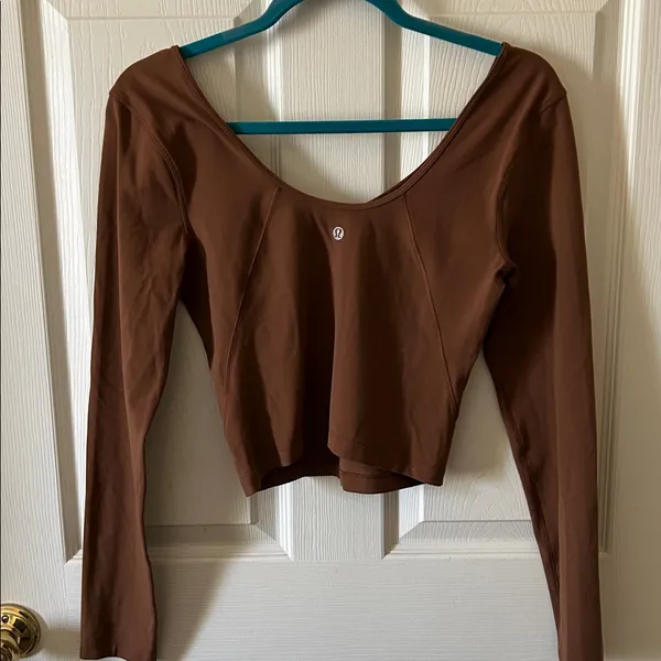 Lululemon Brown Align Cropped Long Sleeve Athletic Top in Java Size 2‎ - Image 7