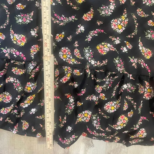 Old Navy Womens Top Dress Medium Black Floral Paisley Ruffle Long Sleeve - Image 12