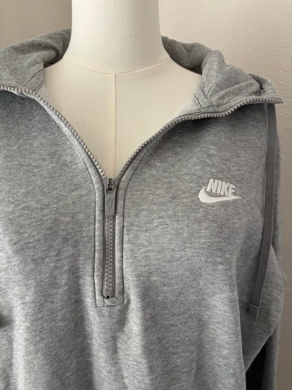 Nike Fleece grey quarter-zip hoodie (M) - Image 3