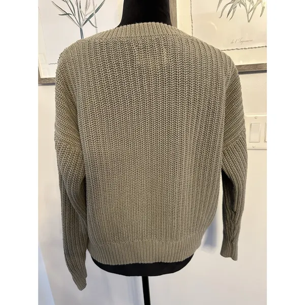 Victorias Secret PINK x Forenza Olive Green Shaker Sweater Size Small V-Neck - Image 2