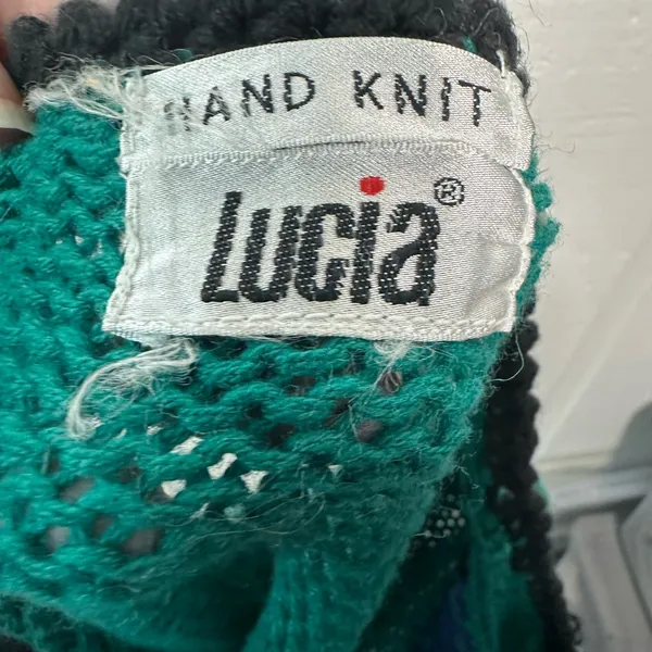 Lucia Vintage Handknit Purple and Green Sleeveless Sweater No Size EUC - Image 7