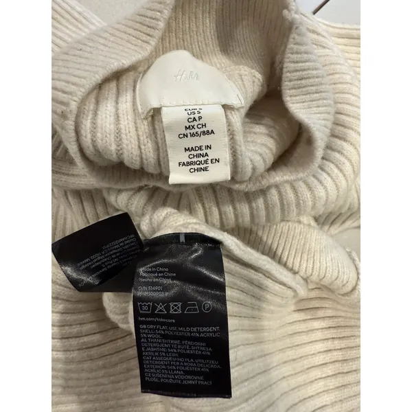 H&M Sweater Dress Small Beige Minimalist Capsule Stretch Wool Coastal Cottage - Image 3