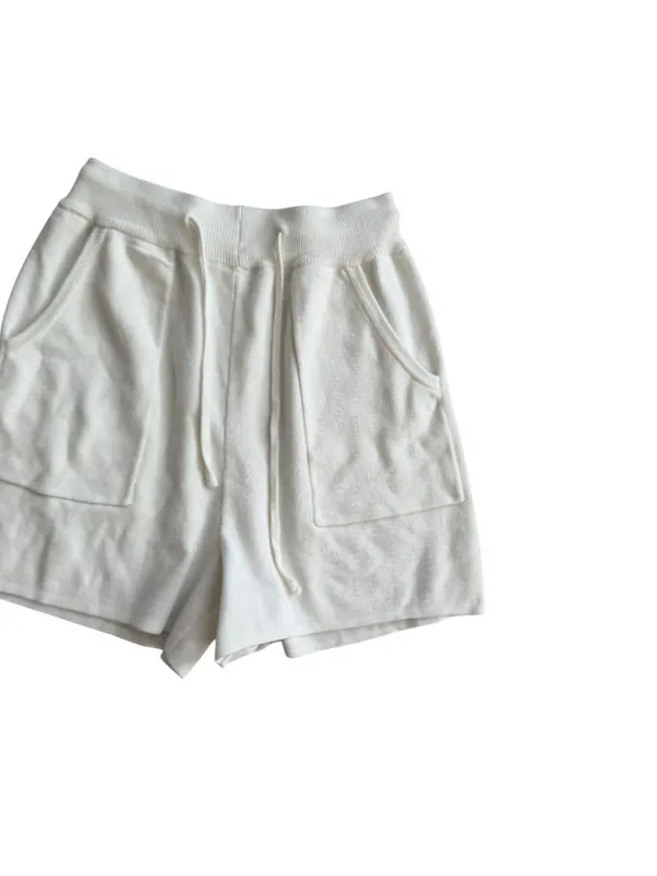 KNIT White High Waist Stretch Shorts Size Small - Image 4