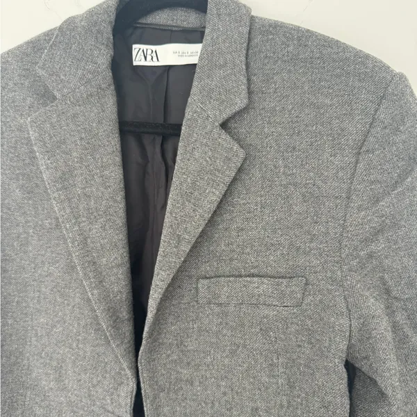 Gray Wool Blazer Zara - Image 3